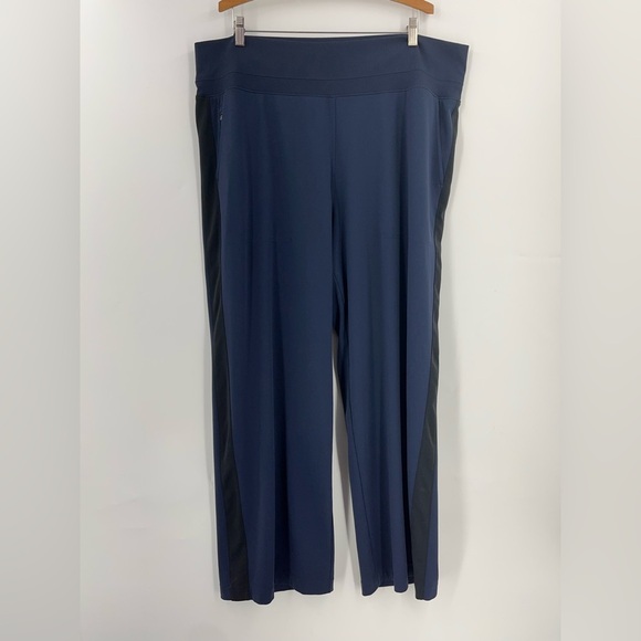 Athleta 2X Venice Wide Leg Pants Navy Blue 0226 Colorblock Travel Active zipper - Picture 2 of 10
